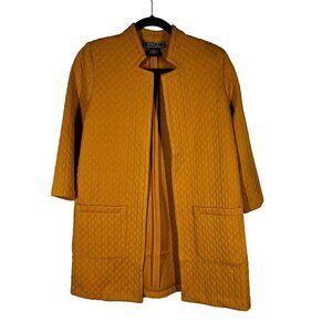 NYCC‎ Womens Open Front Quilted Jacket Size Large Petite Mustard Yellow